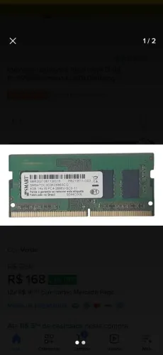 4Gb DDR4 2666MHZ NOTEBOOK (Aceito cartão)