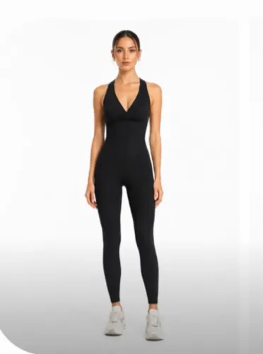 macacão fitness longo preto novo