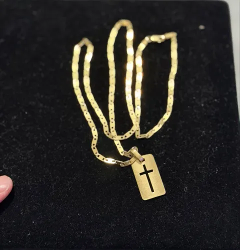 Cordão de ouro piastrini diamantada 