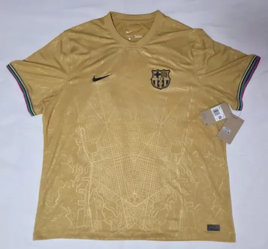 Linda Camisa do Barcelona 2022 Dourada Nike em Homenagem aos Jogos Olímpicos de 1992