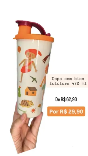 Copo Tupperware com bico folclórico 470ml