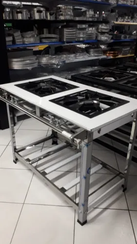 Fogão Inox 2 bocas duplas 40x40 - JS Martins - Sadi