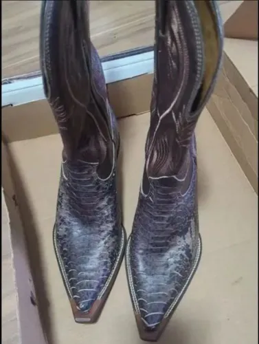 Bota Country Texana Western Cowboy Durango, couro legítimo bovino textura (imitando) cobra