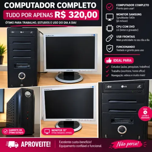 ? COMPUTADOR COMPLETO - APENAS R$ 320,00!
