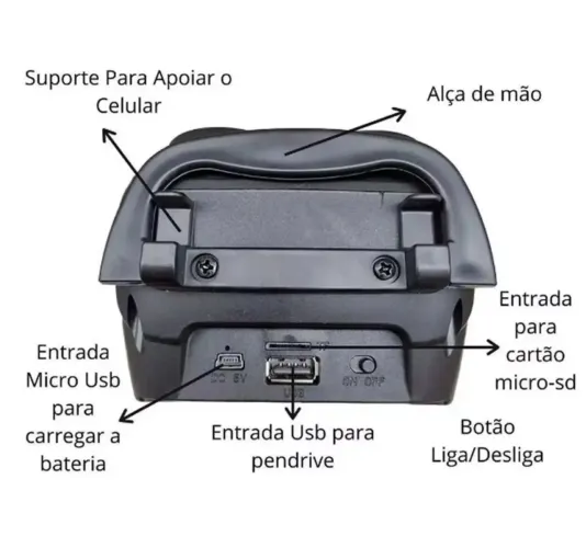 Caixa De Som Potente com suporte para celular