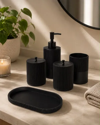Kit Banheiro Completo Minimalista Preto