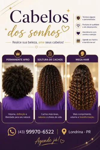 Permanente afro e aplicação de mega hair