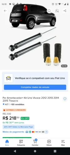 Par de amortecedores Uno Vivace 