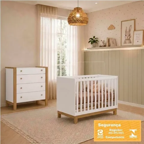 Berço 3x1 flora branco