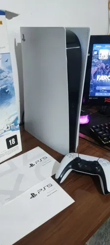 PS5 Ragnarok Mídia Física com 1,5K em jogos NF + Caixa completo 