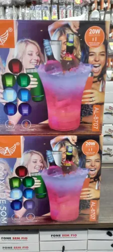 Balde de gelo musical iluminado. Ideal para sua festa 