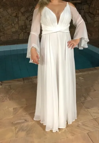 Vestido de noiva branco longo