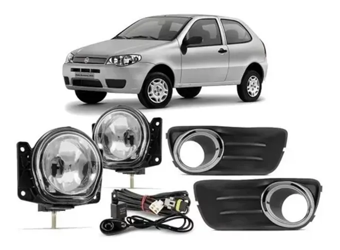 Kit Farol de Milha Palio Economy 2010 à 2017 - M/ Cromado - ShockLight - 090510C