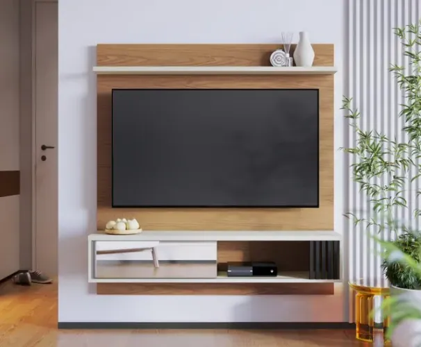 Home suspenso até 55" com ripas decorativas !! Tt363