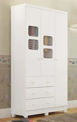 Guarda Roupa Infantil 3 Portas Lumi 100% MDF (Novo)