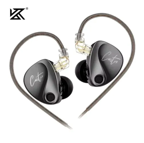 Fone de ouvido KZ Castor dynamique Tuning 2DD com Microfone