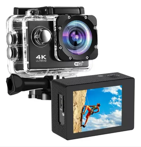 Câmera Filmadora Sport 4k Ultra Hd Estilo Gopro Rapido Cor Prata