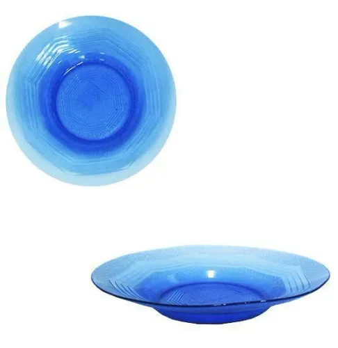 Prato Fundo De Vidro Azul Octo 9" Vd8