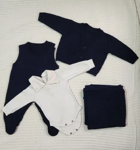 Saída Maternidade Azul Tricot
