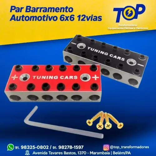 barramento 6x6 12 vias para som automotivo