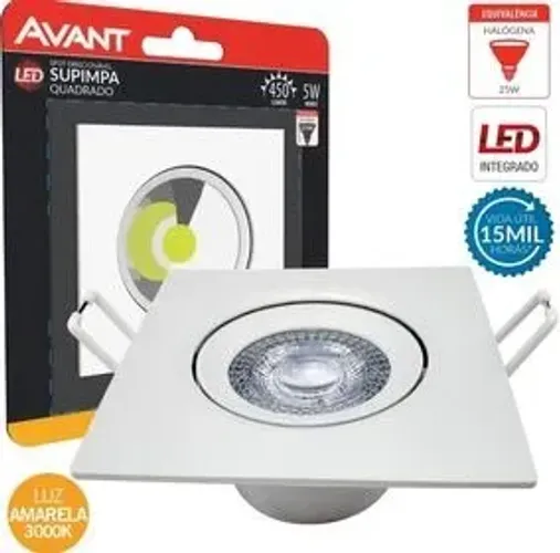 Spot Led Quadrado 5W Dicróica Direcionável  Luz Amarela 3000k Teto Sancra Móveis  Avan