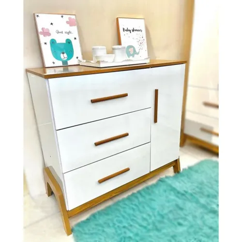Cômoda Retrô Guti c/ 1 Porta e 3 Gavetas- Produto Novo 