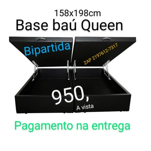 Base Baú Queen Bipartida 158x198cm(Pague na entrega)