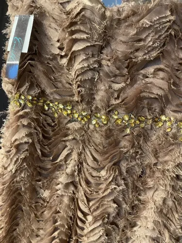 VESTIDO LONGO DE FESTA BRONZE
