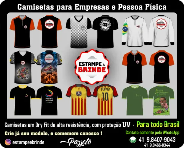 Camisetas para pessoa física, empresas, esportes, igreja, grupos, escolas, entre outros