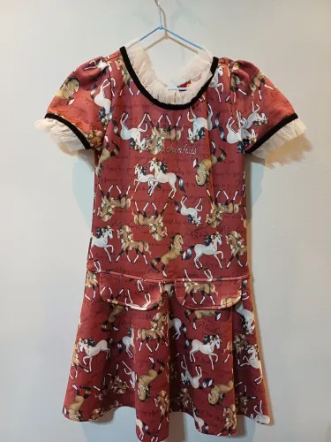 Vestido Infantil Pituchinhus Estampado de Cavalos