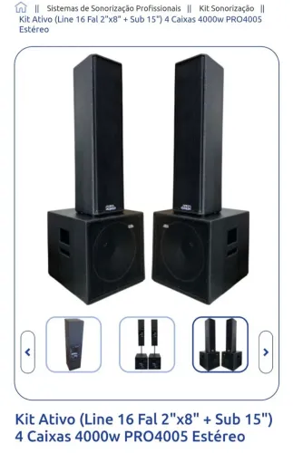 Kit Caixas de Som Ativas Stereo NHL PRO 4005 Novas
