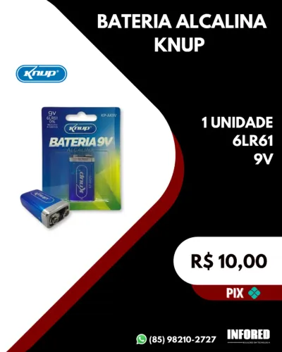 Bateria Alcalina de 9V Knup