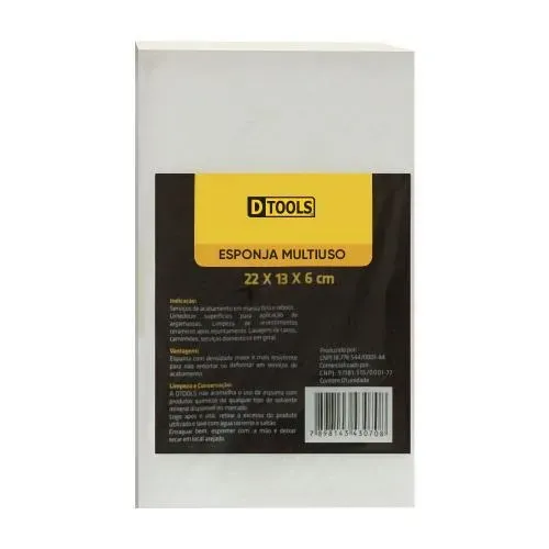 Esponja Multiuso 22x13x6cm Cinza Dtools