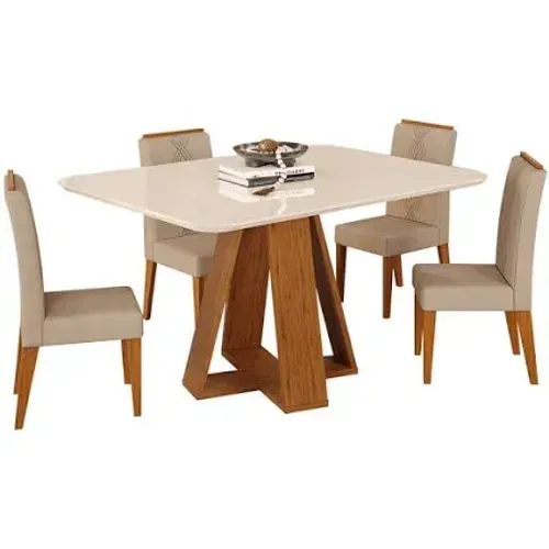 Mesa de Jantar 4 Cadeiras MDF 