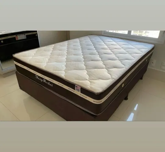 Cama casal box e colchão molas ensacadas 
