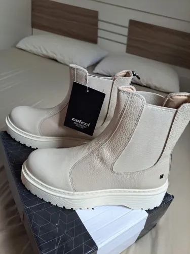 Bota Colcci Chelsea original couro legítimo Off white 