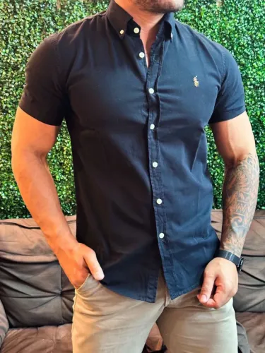 Camisa social Manga Curta - Azul Marinho