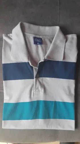 Camisa polo listrada masculina 100% algodão da SG tamanho M seminova