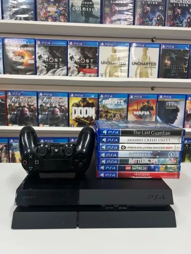 Ps4 Fat 500gb - semi novo com 1 controle 1 jogo -