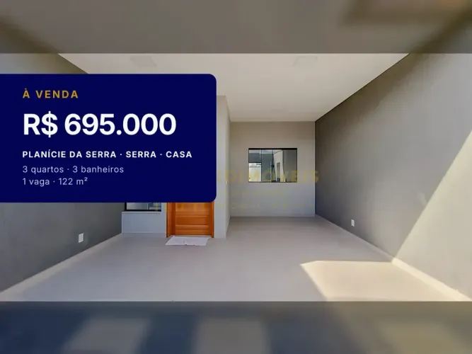 Casa com Design Moderno e Quintal no Planície da Serra  Não Perca!
