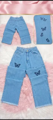 Calça jeans Femina wide leg estampada Tam 36