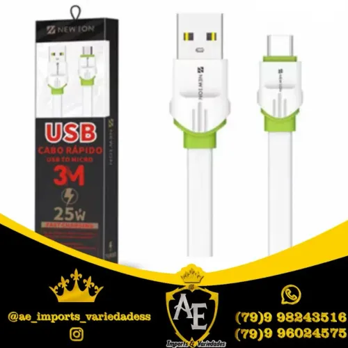 Cabos para iphone e Android 3 metros