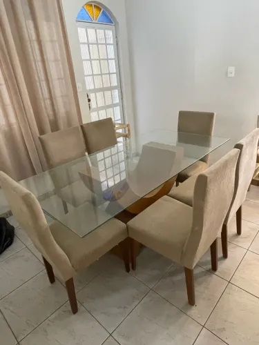 Mesa de Jantar 6 lugares Tampo Vidro