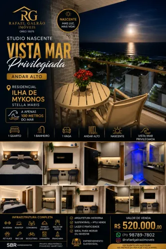 Studio mobiliado vista mar ilha de mykonos pedra do sal Itapuã vista mar