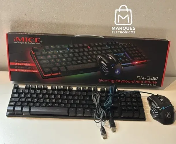 TECLADO E MOUSE COM LED RGB USB