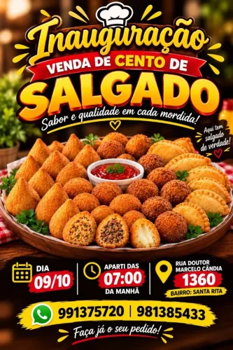 Cento de salgados 35 Reais