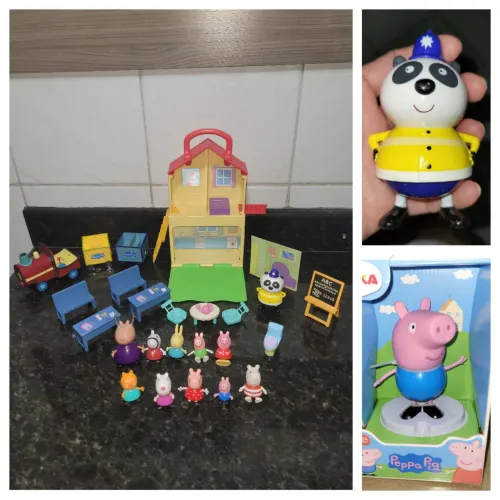 Lote Peppa c casinha, +Casinha, trem escolinha c 2 mesas+ 2 cadeiras 12 personagens...