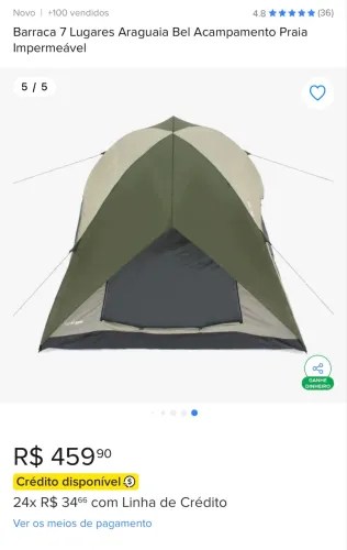 Barranca de camping 1,85m x 3 m x 3 m 