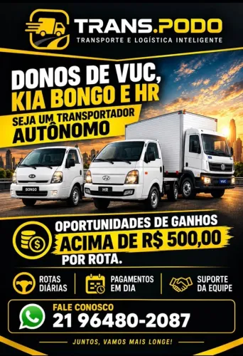 VAGAS PARA MOTORISTAS CATEGORIA B - E PARA DONOS DE HR, KIA BONGO