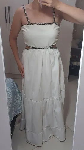 Vestido Longo Branco Colmeia